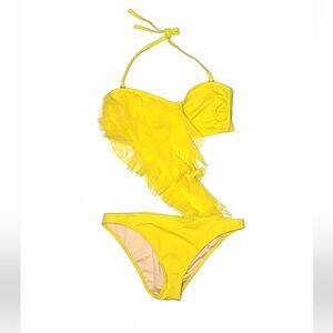 Vtk 90s Y2K Zeki yellow ruffle bikini one piece swimsuit, size 9 or 10